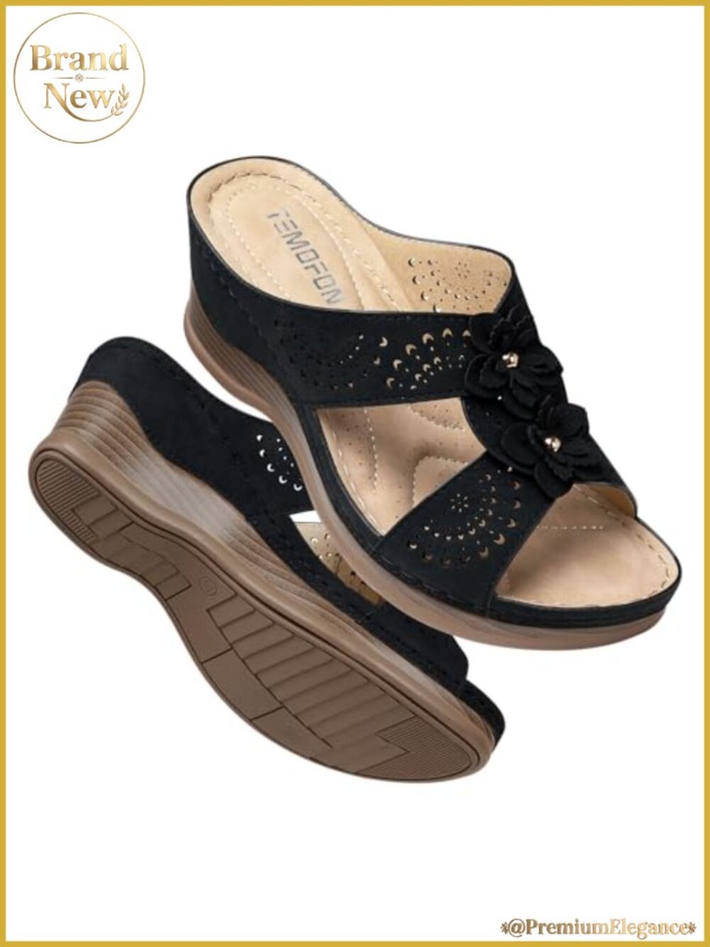 Womens Leather Wedge Sandals 2.6 Inch Low Wedge Orthopedic Arch Support Walking
